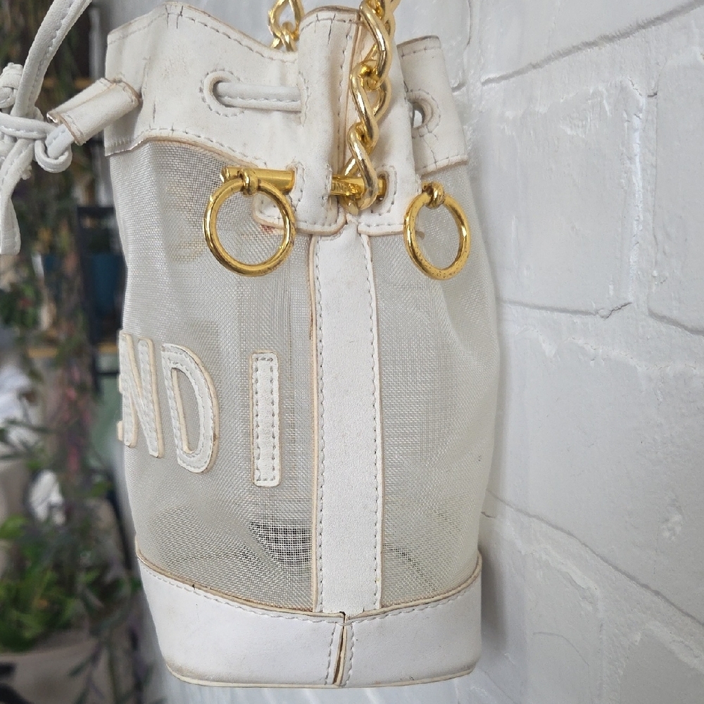 Fendi Vintage Mesh And Leather Mini Bucket Bag - Picture 3 of 9